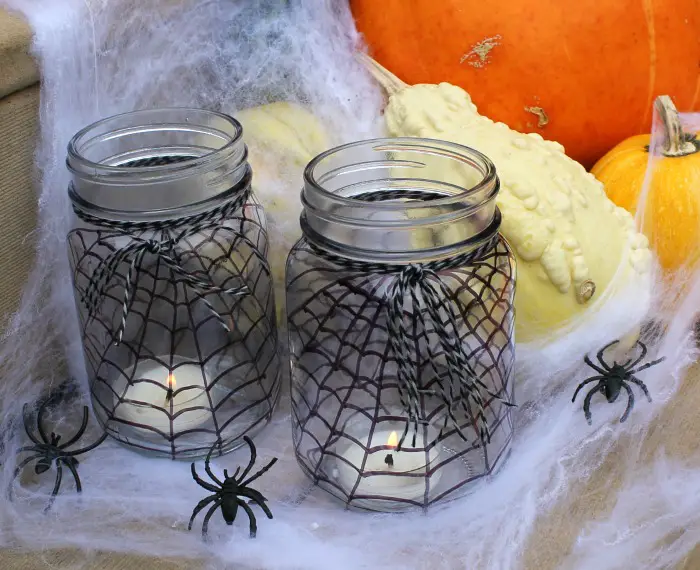 spider web mason jars