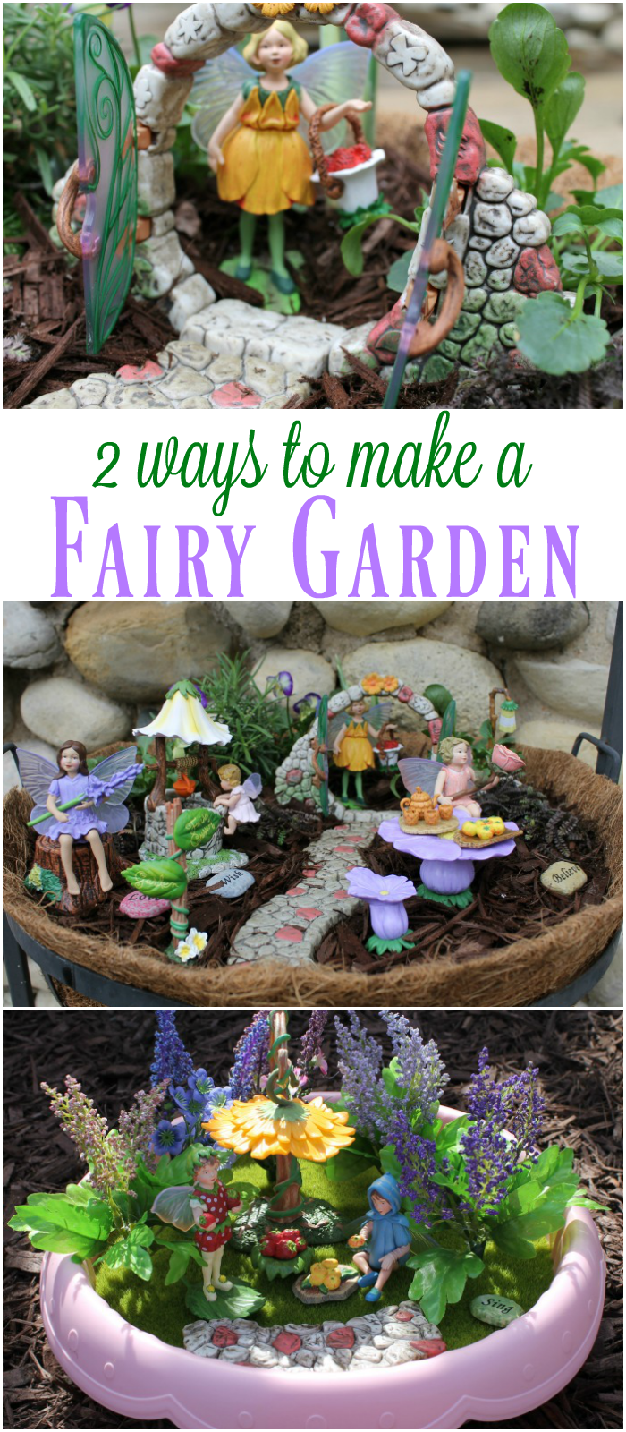 Two ways to make a fairy garden