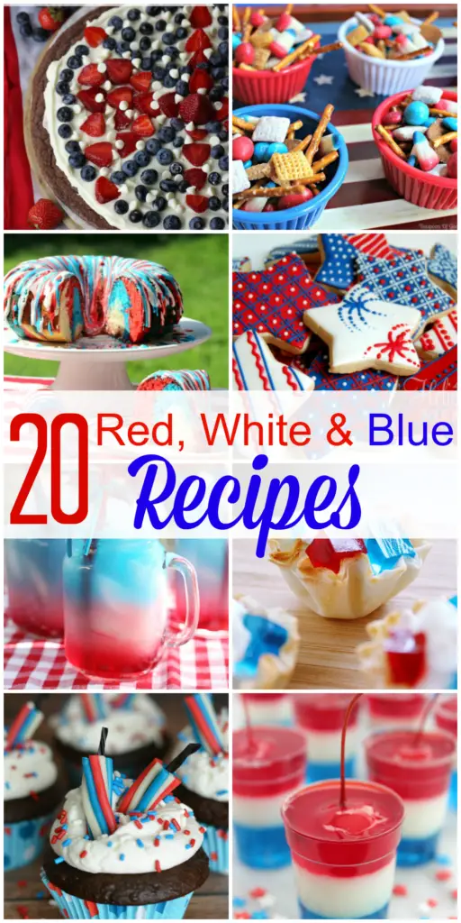 These 20 Red White & Blue Patriotic Recipes are perfect for your Memorial Day, 4th of July or Labor Day weekend parties and festivities!