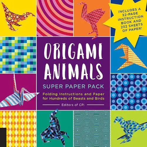 Origami Animals Super Paper Pack by Editors of CPi Folding Instructions and Paper for Hundreds of Beasts and Birds--Includes a 32-page instruction book and 232 sheets of paper!