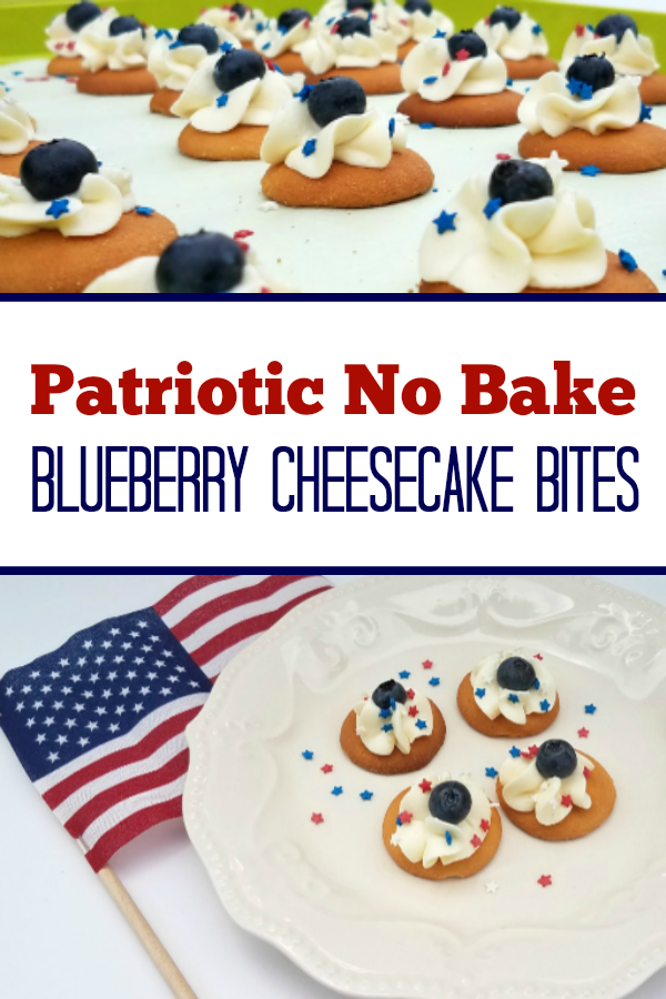 Patriotic No Bake Blueberry Cheesecake Bites