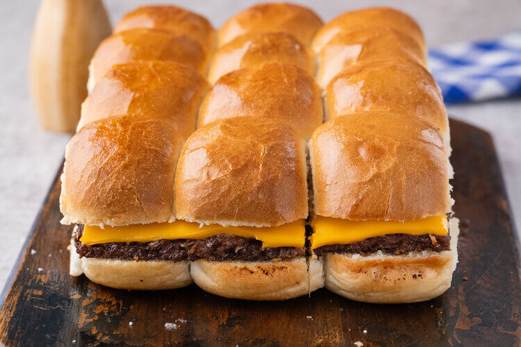 White Castle Burger Copycat Recipe on a table.