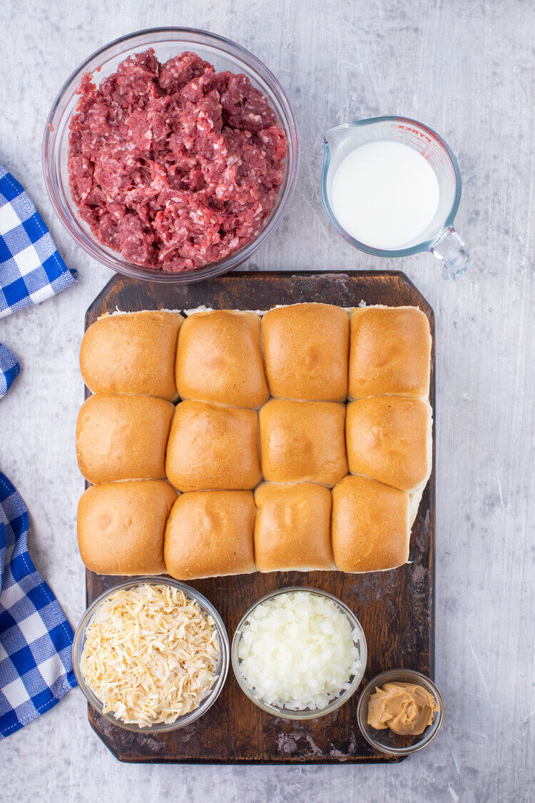 White Castle Burger Copycat Recipe ingredients on a table.