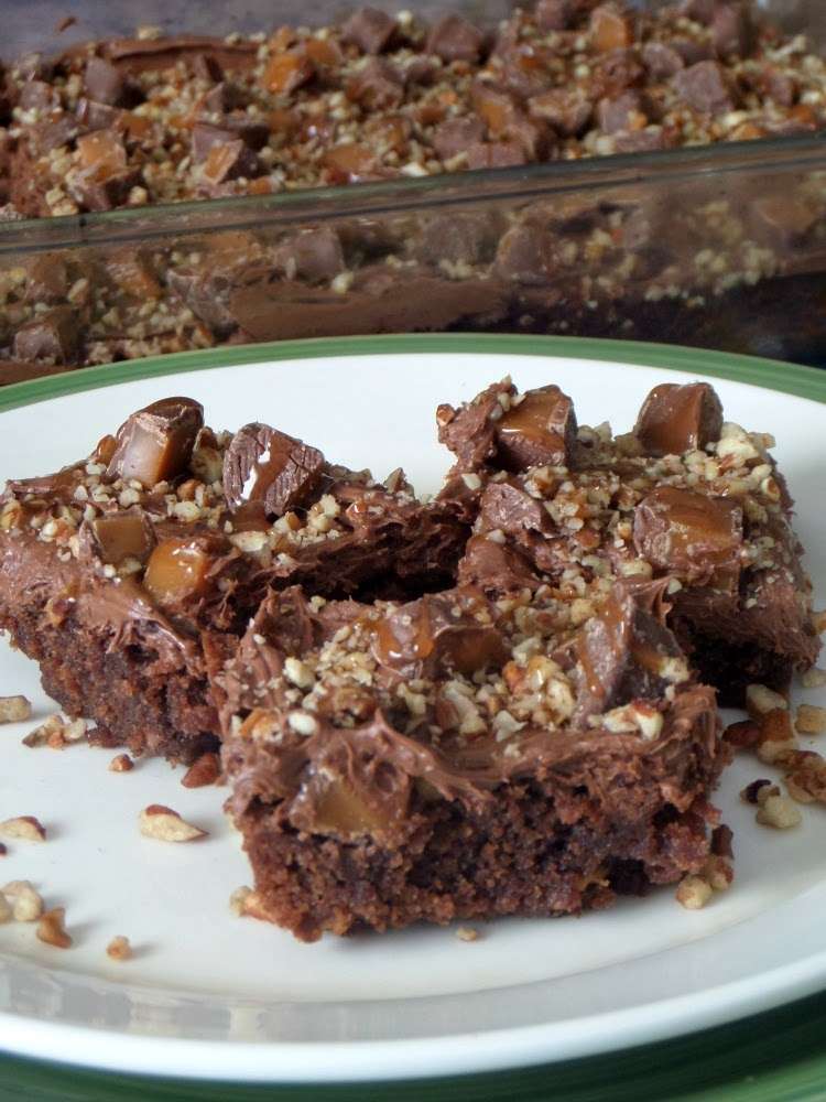 Turtle Caramel Brownies on a plate