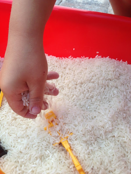 Construction sensory bin