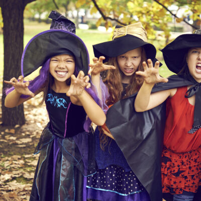 Three spooky little witch scaring you