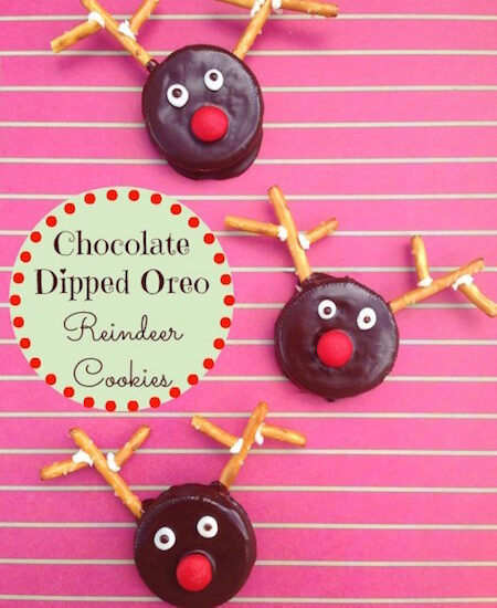 Chocolate Dipped Oreo Reindeer Cookies