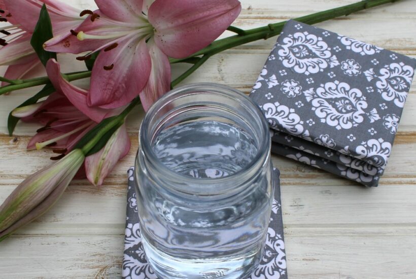 DIY Fabric Coasters made with ceramic tiles
