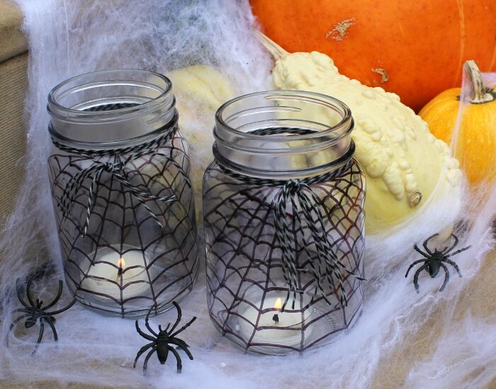 spider web mason jars