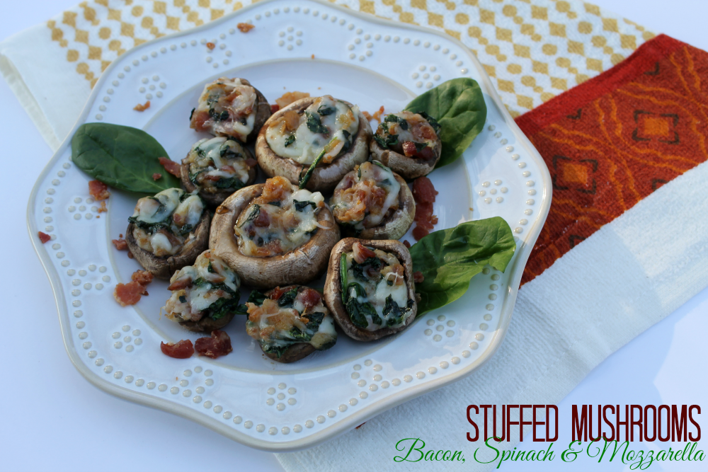 Bacon Spinach and Mozzarella Stuffed Mushrooms Recipe