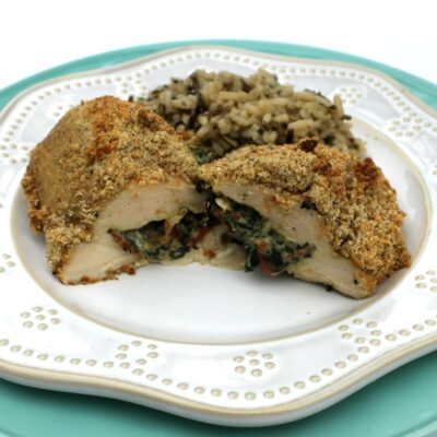 Spinach Bacon & Cheese Parmesan Crusted Chicken Breasts recipe