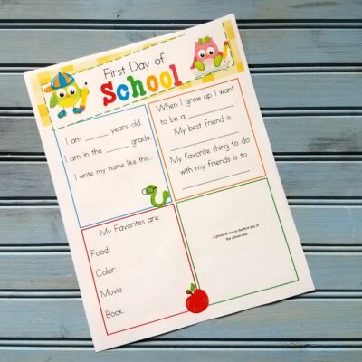 First Day of School Printable