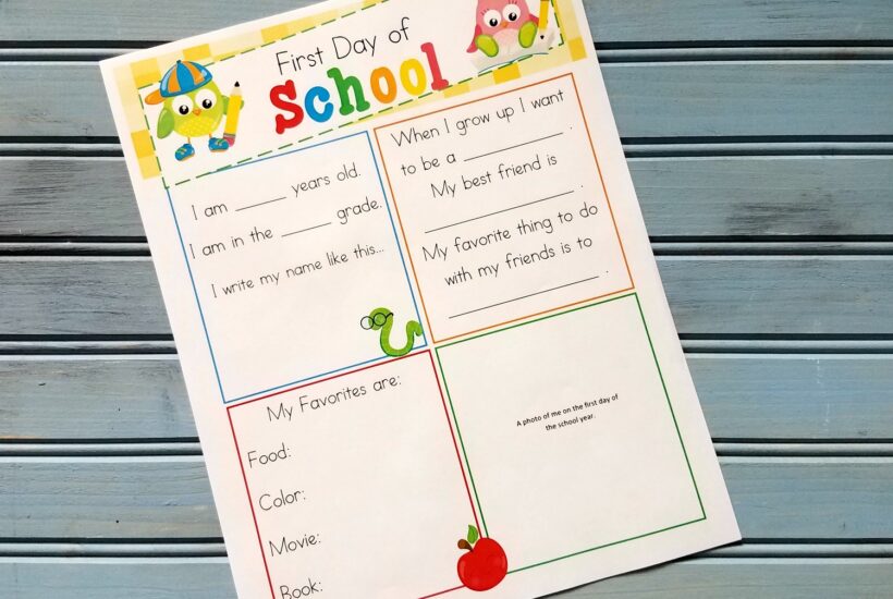 First Day of School Printable