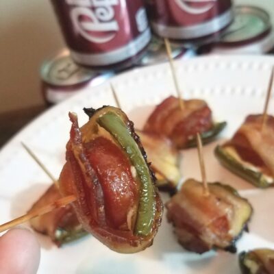 Sausage Stuffed Peppers Wrapped in Bacon