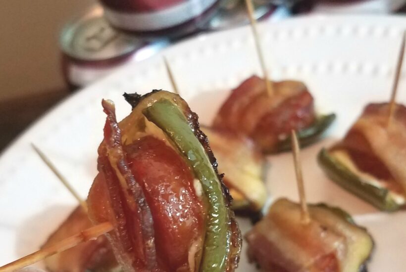 Sausage Stuffed Peppers Wrapped in Bacon