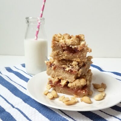 Peanut Butter & Strawberry Jelly Cookie Bars