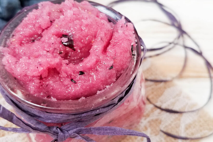 Natural Sugar Scrub with Fresh Blueberries