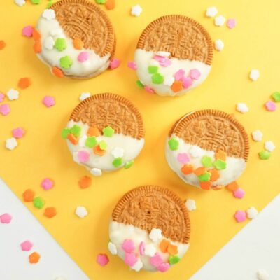 White Chocolate Dipped OREO Carrot Cake Cookies