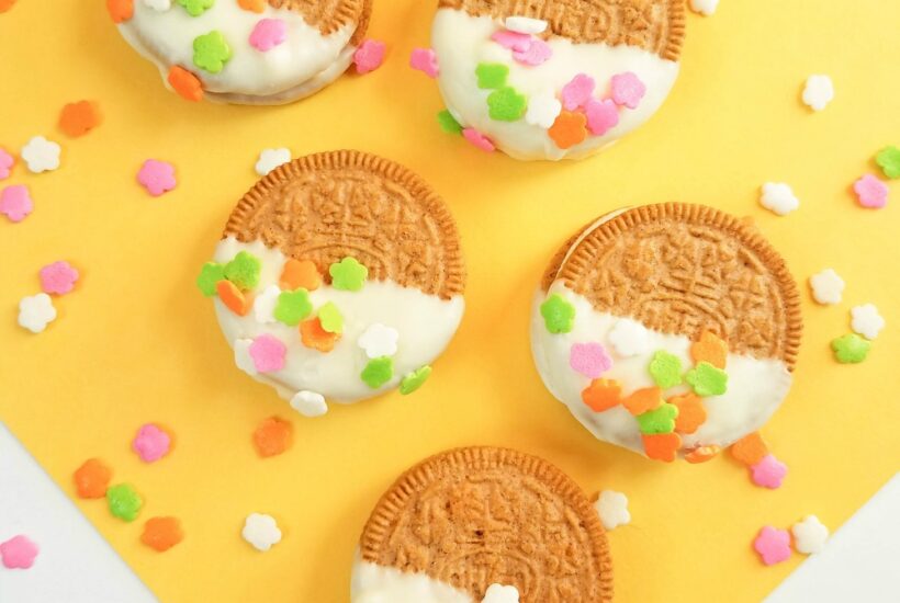 White Chocolate Dipped OREO Carrot Cake Cookies
