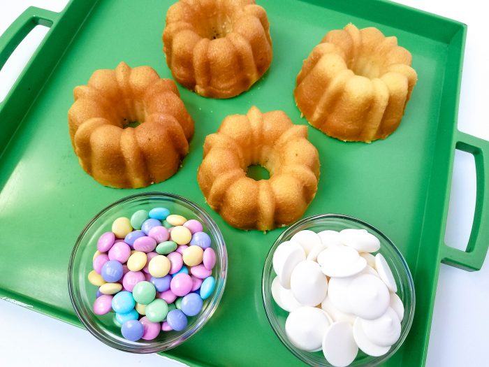 Easter M&Ms mini bundt cake recipes from cake mix