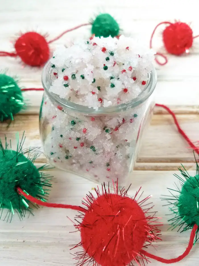 sugar scrub with Christmas sprinkles