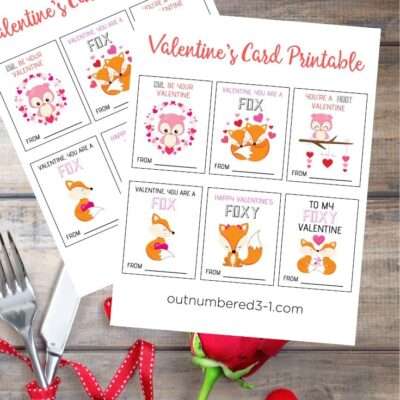 Fox & Owl Valentines Card Printable