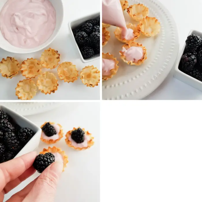 making blackberry yogurt tarts