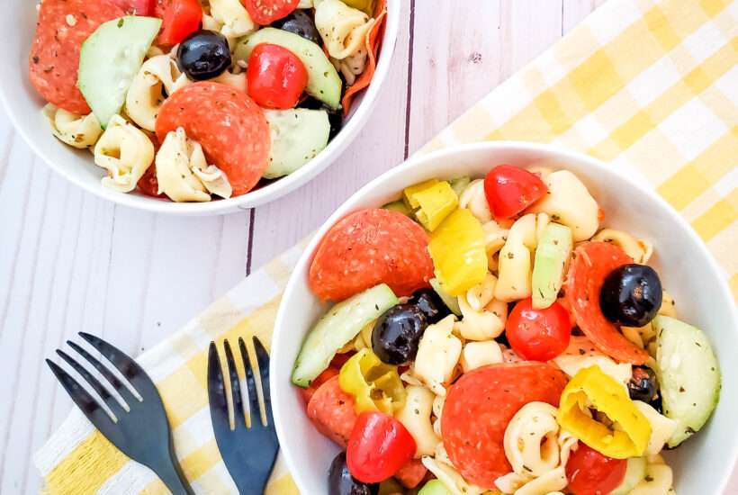This delicious summer tortellini salad is a perfect side dish to go with your grilled foods. It's a favorite at pot lucks and is super easy to make!