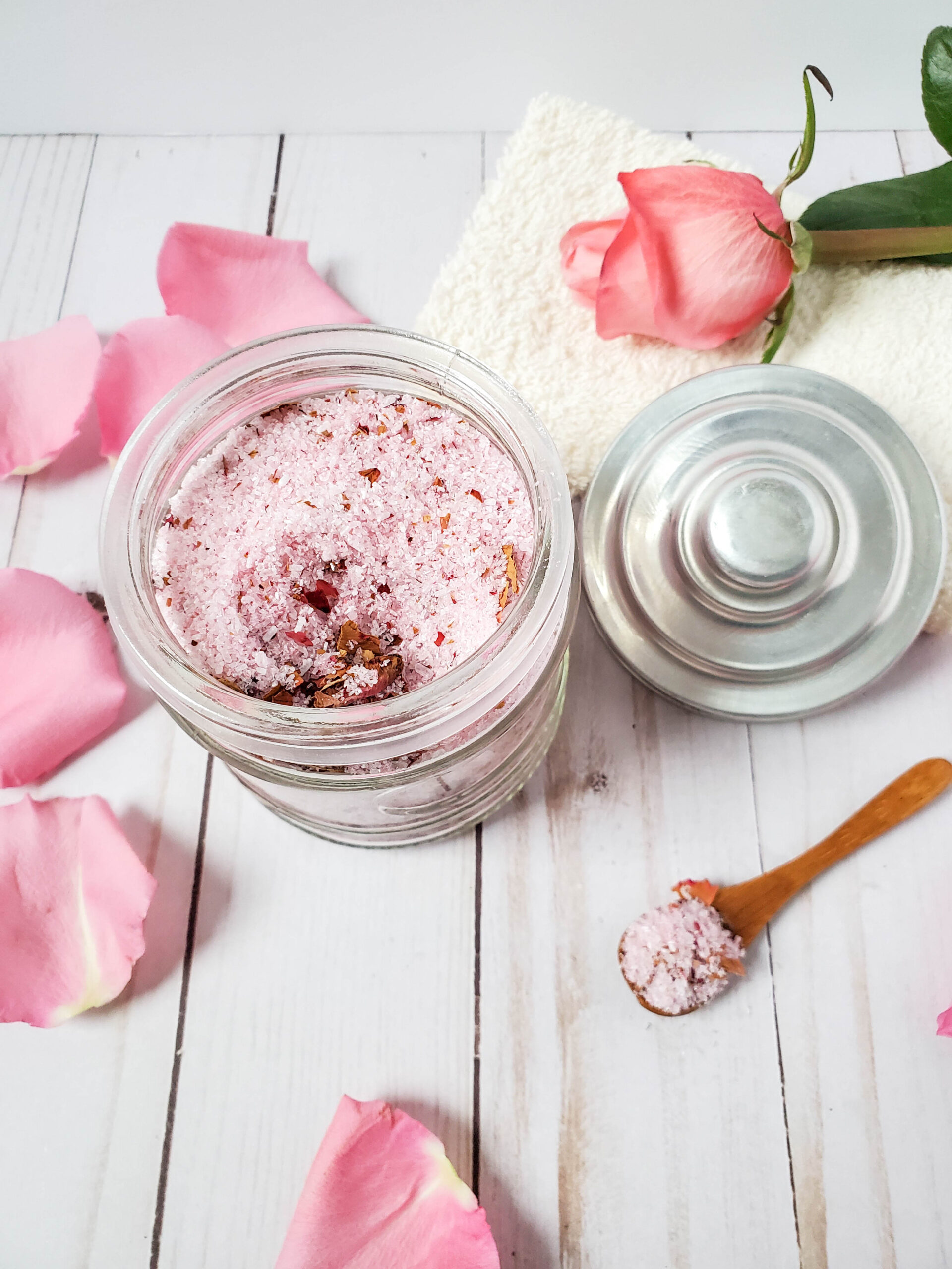 Bath Salts Recipe with Rose Petals