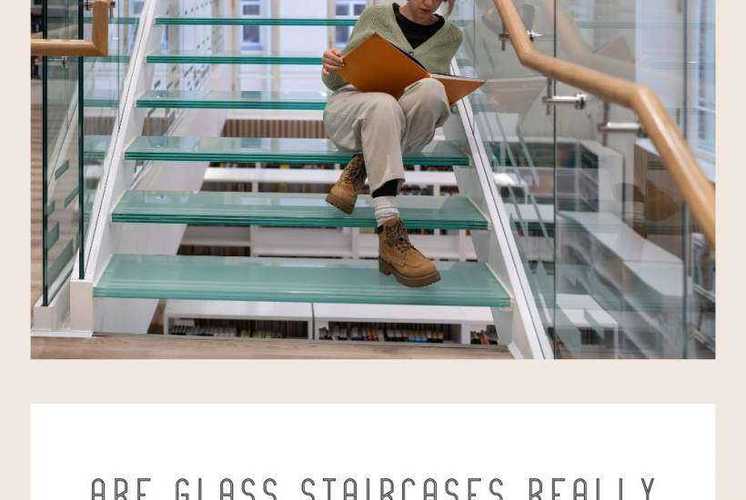 woman sitting on glass staurcase