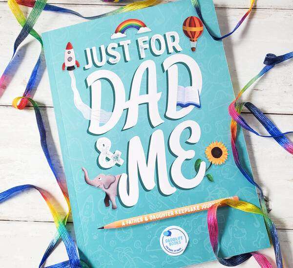 Just For Dad and Me book with rainbow ribbon