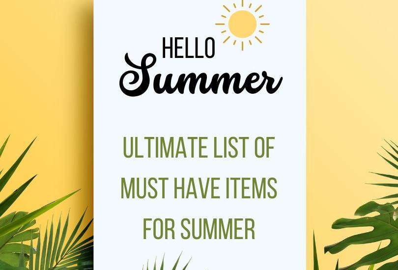 summer guide graphic with text leaves and a sun