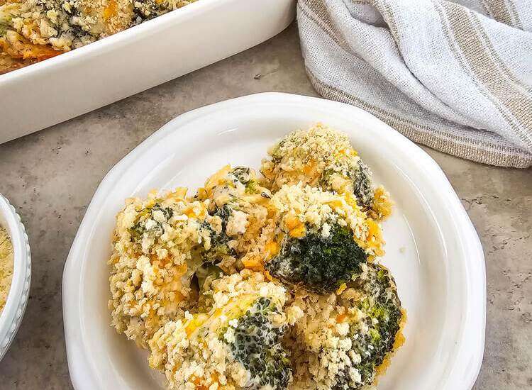 Cheese & Broccoli Bake on a white plate
