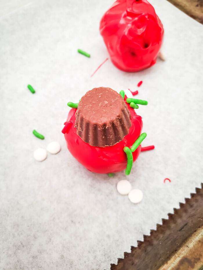 Christmas Ornament Oreo Truffles with sprinkles