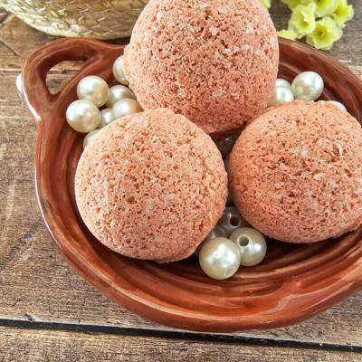 Natural Clay Bath Bombs in a brown bowl