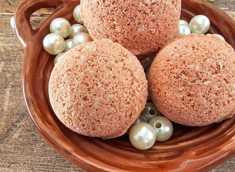 Natural Clay Bath Bombs in a brown bowl