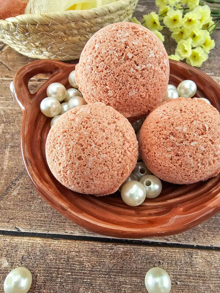 Natural Clay Bath Bombs in a brown bowl