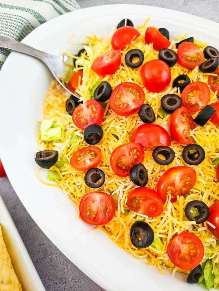 cream cheese taco dip in a white bowl