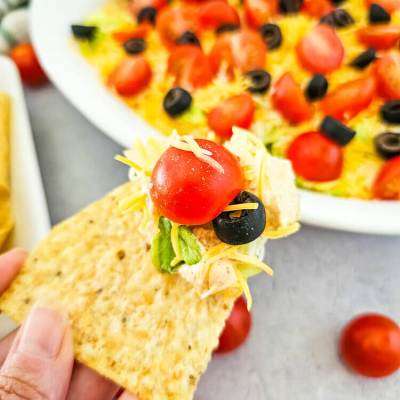 taco dip on a chip