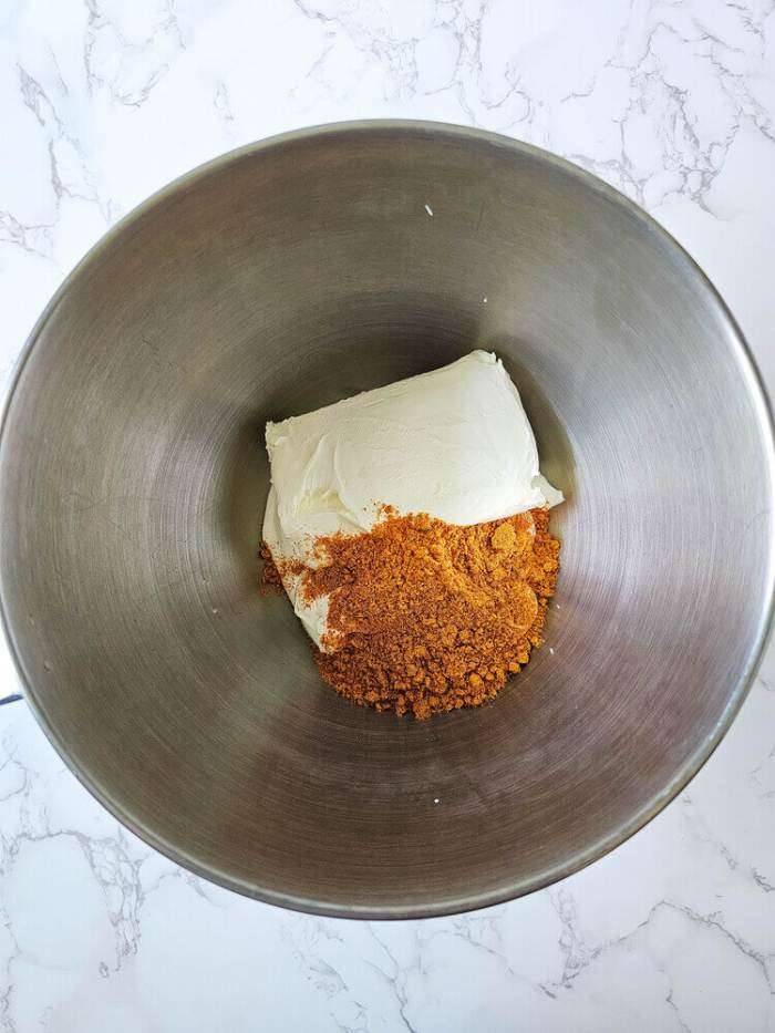 cream cheese and seasoning in a bowl