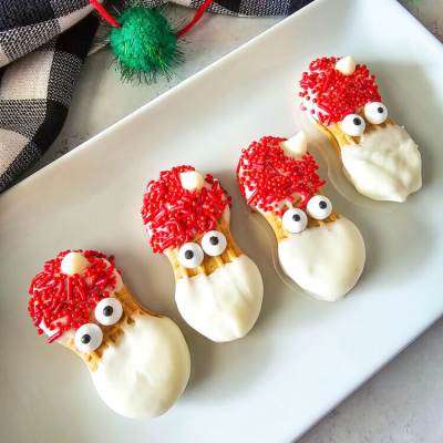 Santa Nutter Butters on a white plate