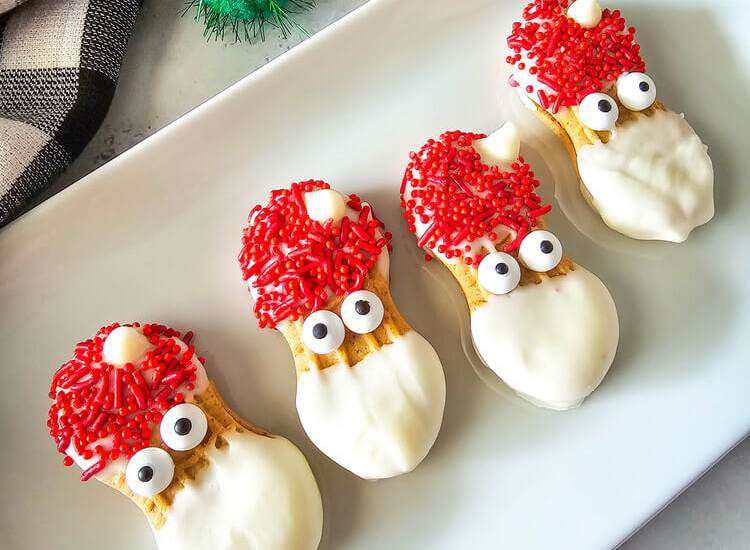 Santa Nutter Butters on a white plate