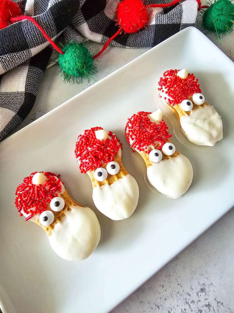 Santa Nutter Butters on a white plate