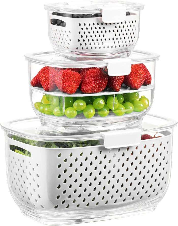 LUXEAR Fresh Produce Vegetable Fruit Storage Containers stock image