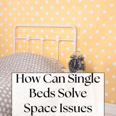 text: How Can Single Beds Solve Space Issues for Adults? single bed with white frame against yellow wall