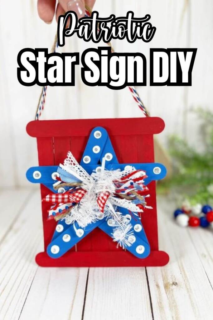 patriotic star Craft pin image with text on white background