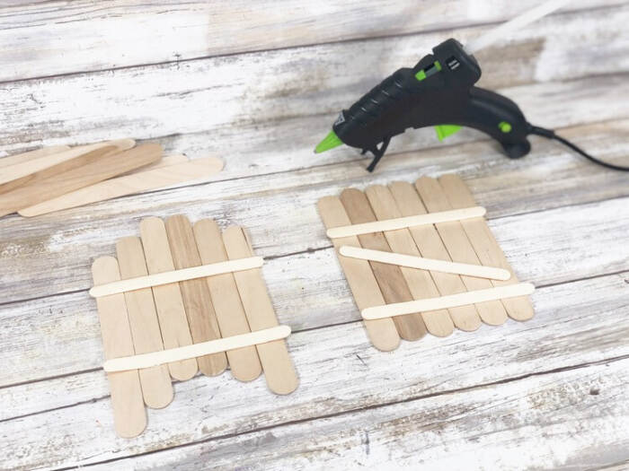 craft sticks glued together