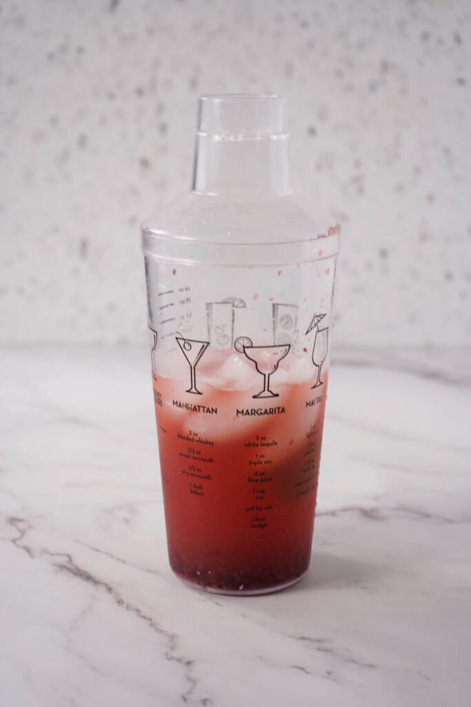 the Cherry Lemonade Cocktail in a shaker