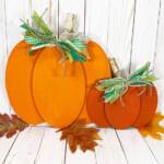 diy wood pumpkins on white wood background