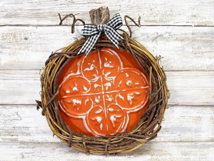 finished Dollar Tree Pumpkin Craft